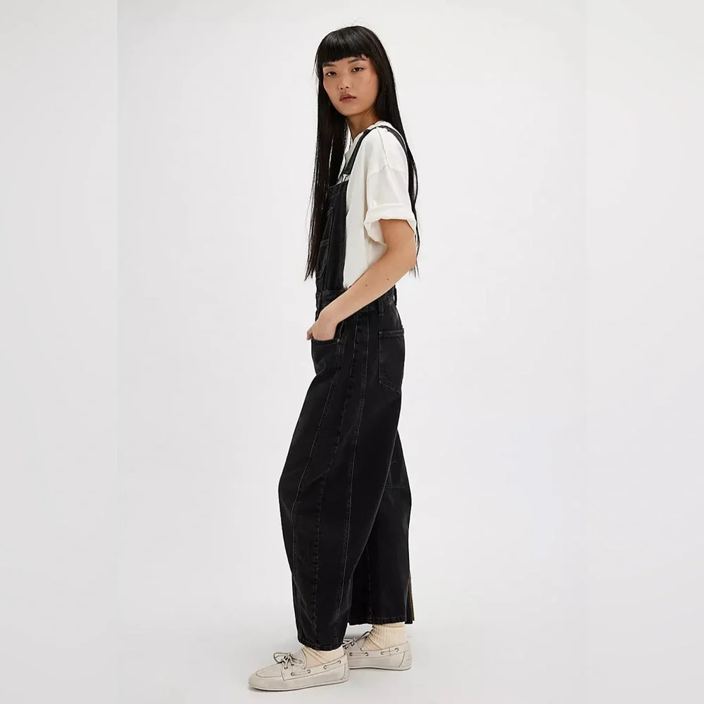 Free People Good Luck Barrel Overalls